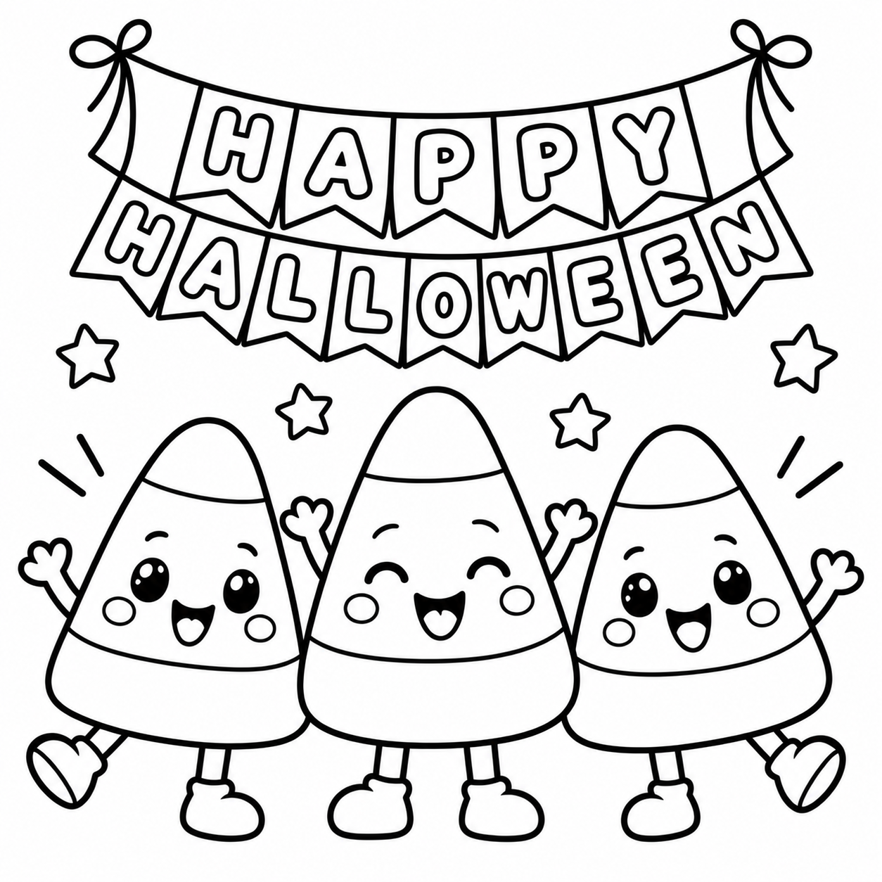 Candy Corn Friends coloring page for kids